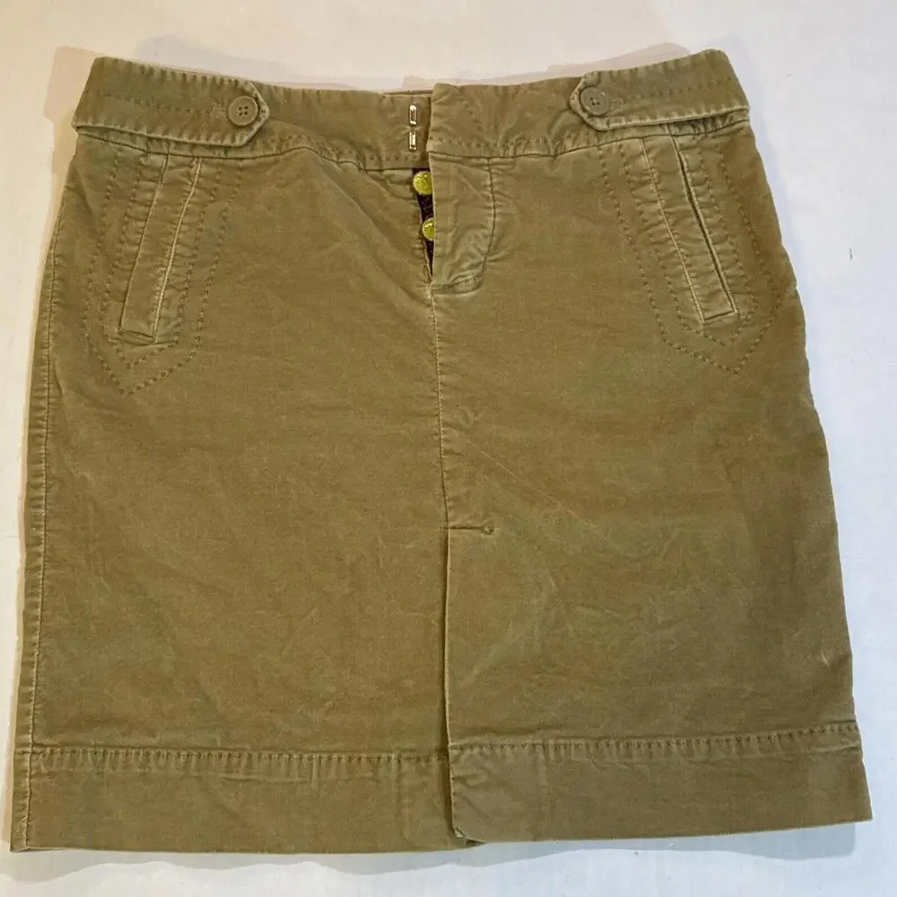 American Eagle Velvet Velour Khaki Vintage Y2K Boho Millennial Mini Skirt Size 2